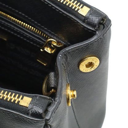 Prada Galleria Saffiano 2-Way Shoulder Bag Leather Nero Black Gold