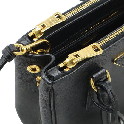 Prada Galleria Saffiano 2-Way Shoulder Bag Leather Nero Black Gold