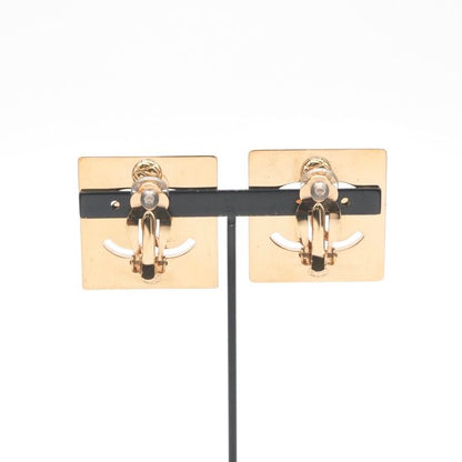 Chanel Earrings Gold Black CC Logo