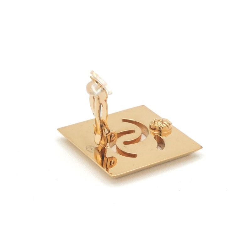 Chanel Earrings Gold Black CC Logo