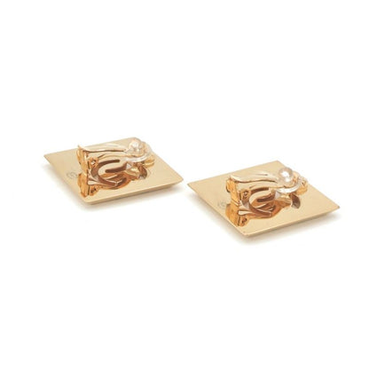Chanel Earrings Gold Black CC Logo