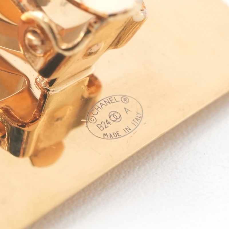 Chanel Earrings Gold Black CC Logo