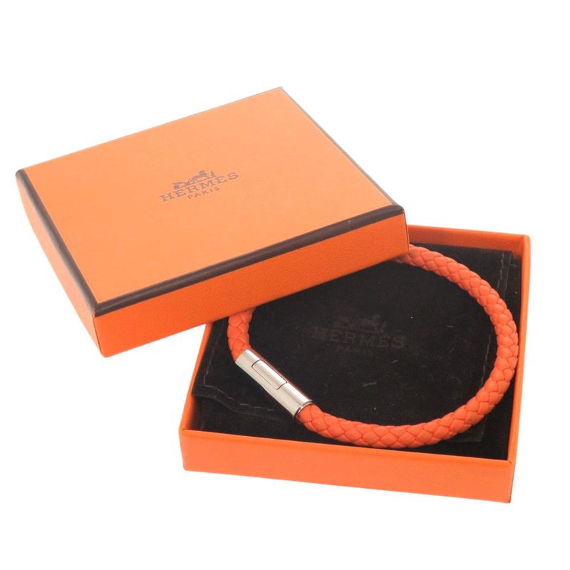Hermes Goliath Leather Orange Bracelet