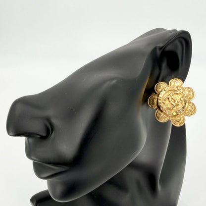 Chanel Earrings Flower Motif Vintage CC Logo 2