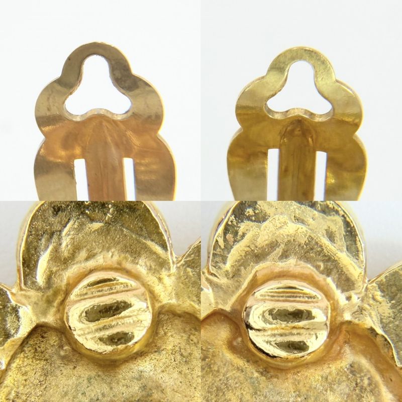 Chanel Earrings Flower Motif Vintage CC Logo 2
