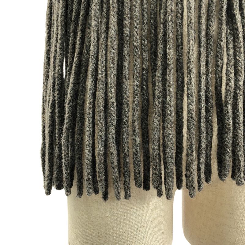 Gucci Alpaca Wool Zip Fringe Knit Cape Poncho S Brown