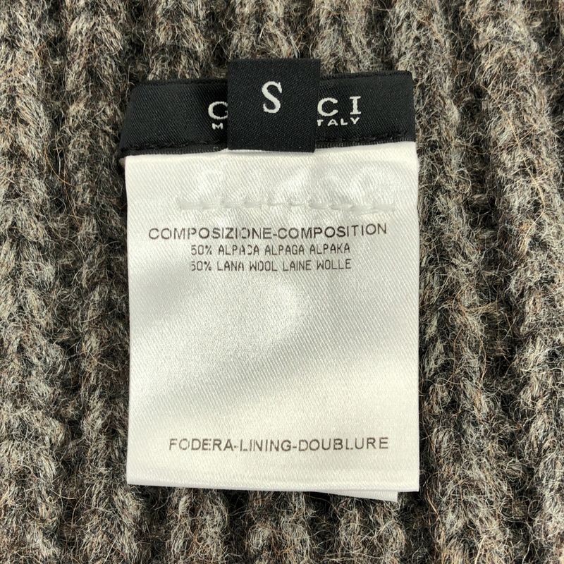 Gucci Alpaca Wool Zip Fringe Knit Cape Poncho S Brown