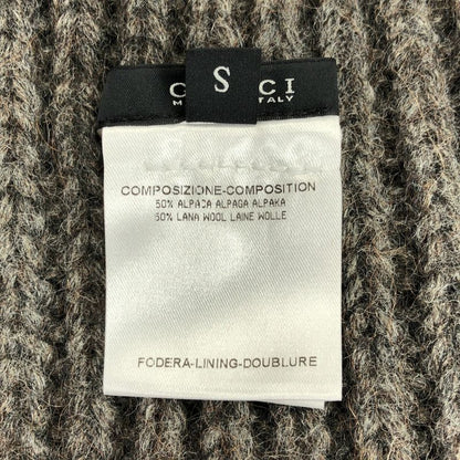 Gucci Alpaca Wool Zip Fringe Knit Cape Poncho S Brown