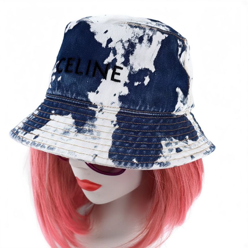 Celine Denim Bucket Hat Indigo White