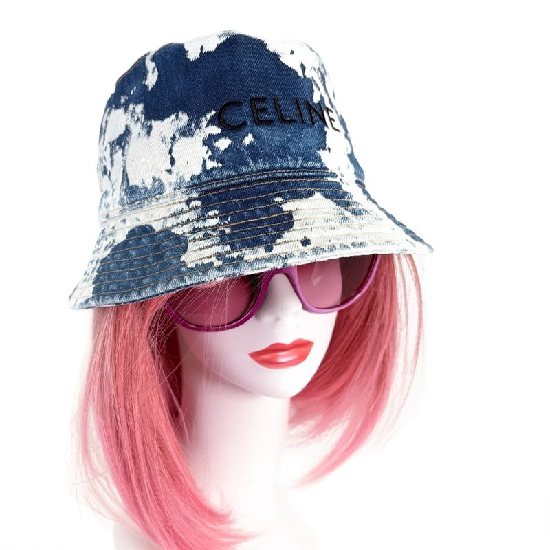 Celine Denim Bucket Hat Indigo White