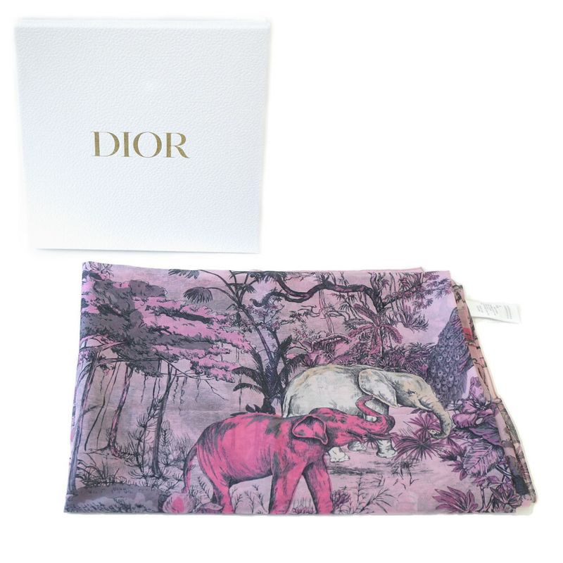 Dior Scarf Shawl Large Elephant Tiger Flower Pink