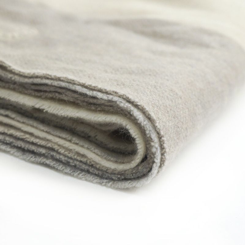 Hermes Muffler 100% Cashmere Ivory Gray Others Box Scarf