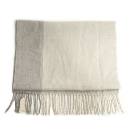 Hermes Muffler 100% Cashmere Ivory Gray Others Box Scarf