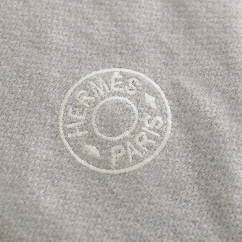 Hermes Muffler 100% Cashmere Ivory Gray Others Box Scarf