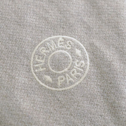 Hermes Muffler 100% Cashmere Ivory Gray Others Box Scarf