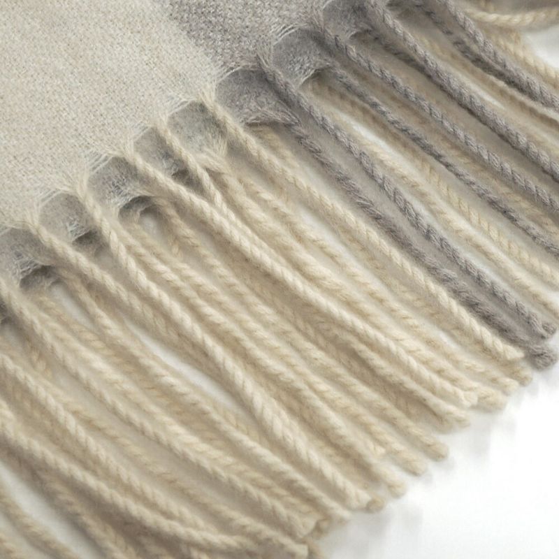 Hermes Muffler 100% Cashmere Ivory Gray Others Box Scarf