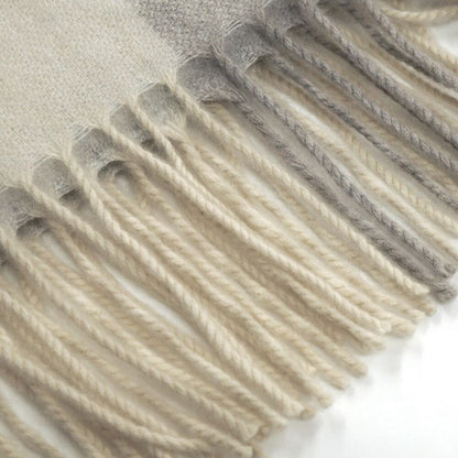 Hermes Muffler 100% Cashmere Ivory Gray Others Box Scarf
