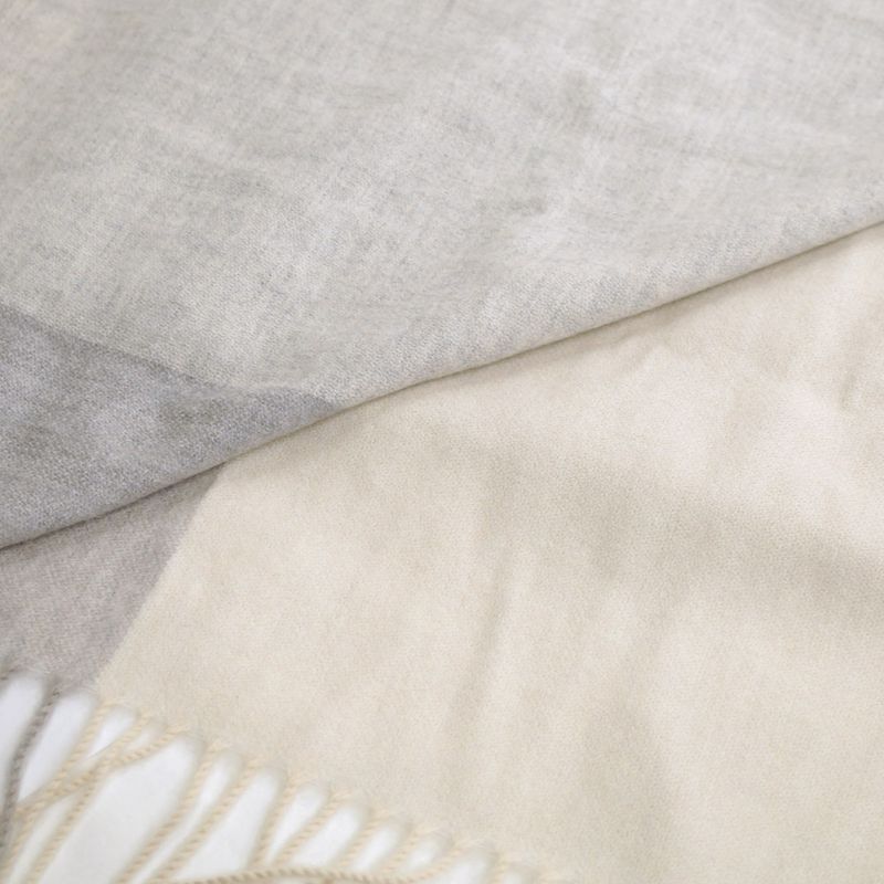 Hermes Muffler 100% Cashmere Ivory Gray Others Box Scarf
