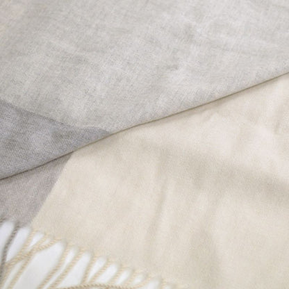 Hermes Muffler 100% Cashmere Ivory Gray Others Box Scarf