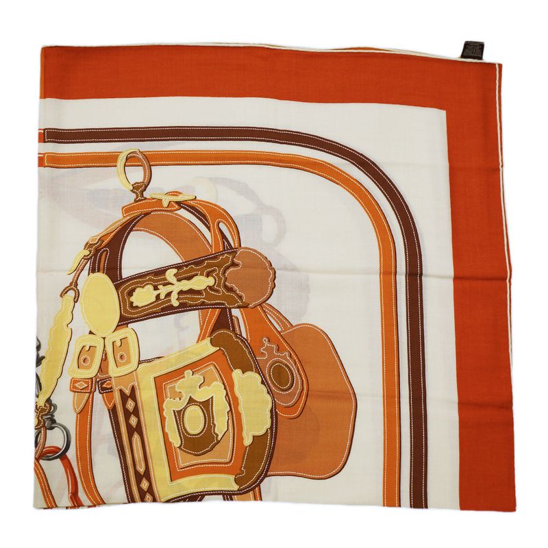 Hermes Carre Brides de Gala Applique Pique Orange