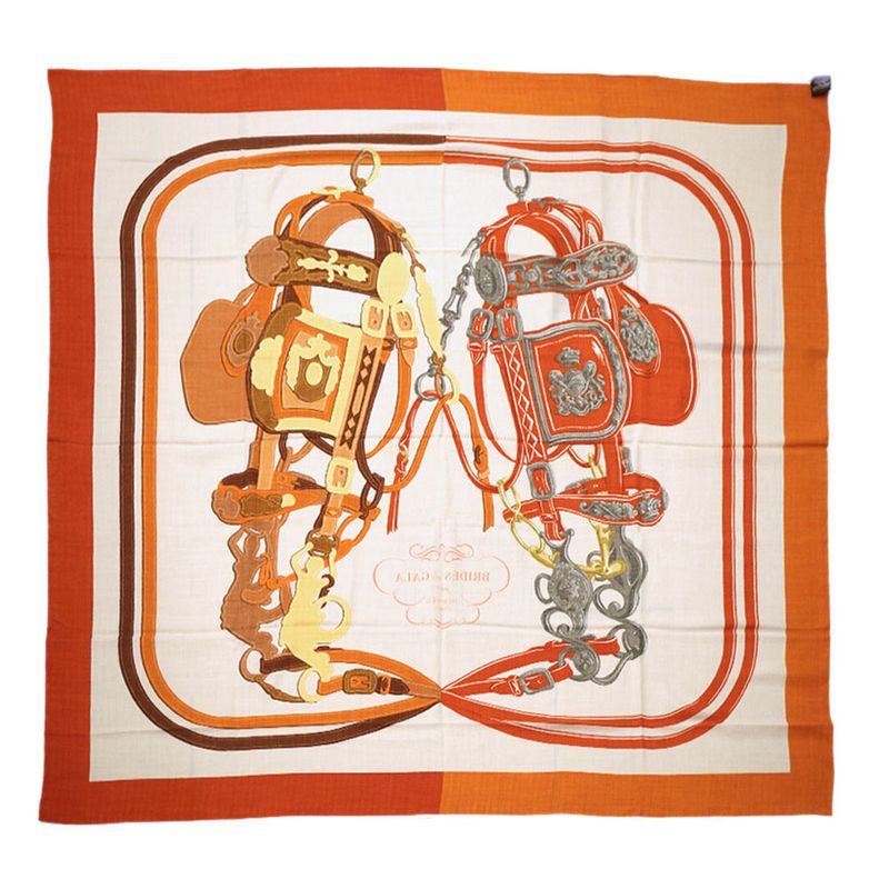 Hermes Carre Brides de Gala Applique Pique Orange