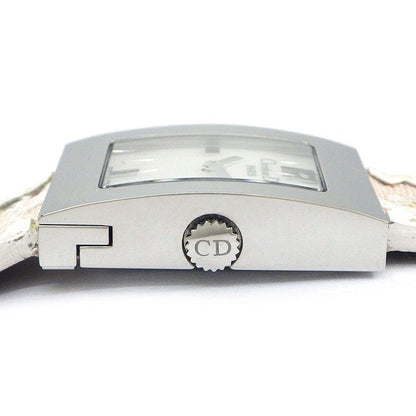 Dior Christian Watch Maris Square White Shell Dial Pearl Chain D Logo
