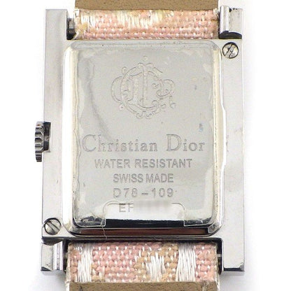 Dior Christian Watch Maris Square White Shell Dial Pearl Chain D Logo
