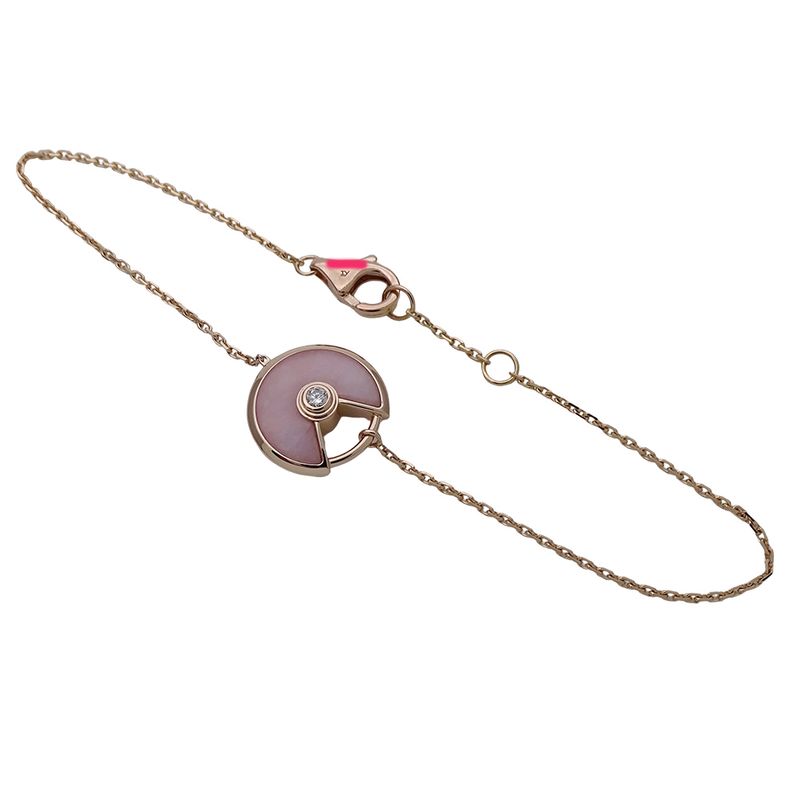 Cartier Bracelet Pink Pearl Diamond Amulet Gold