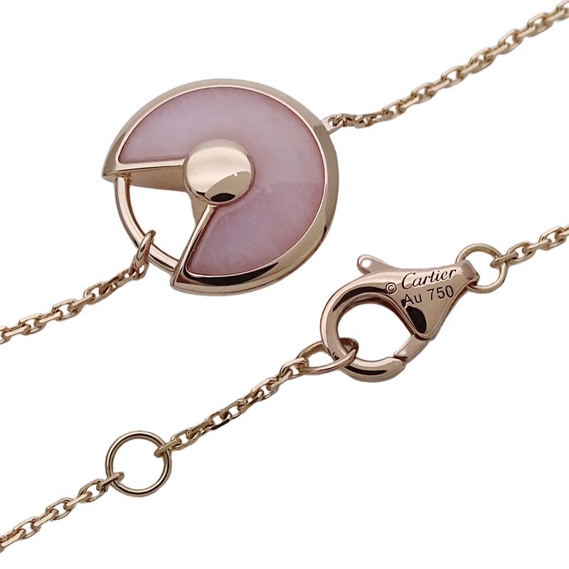 Cartier Bracelet Pink Pearl Diamond Amulet Gold