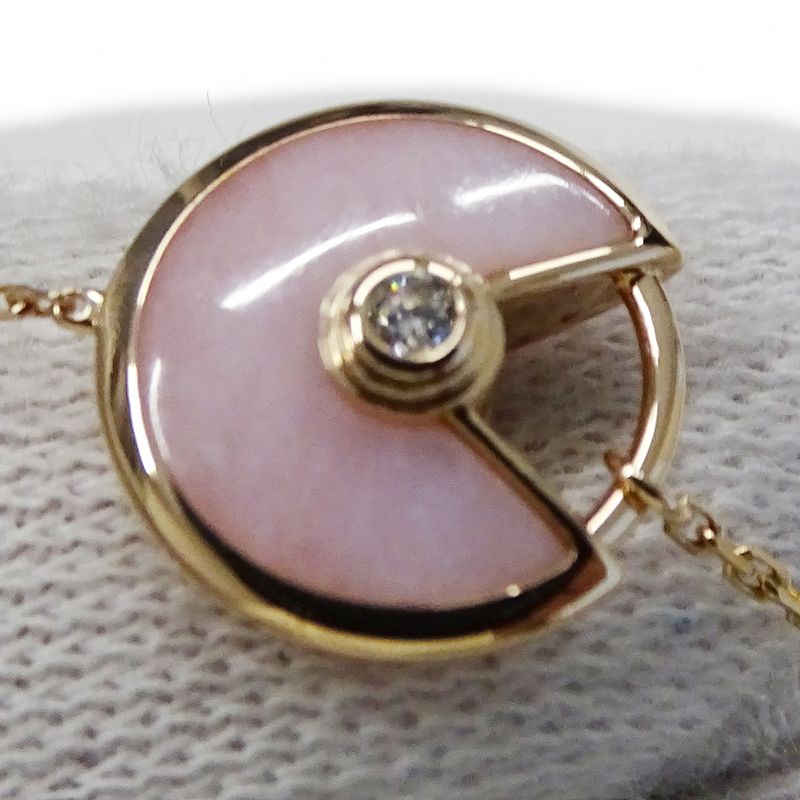 Cartier Bracelet Pink Pearl Diamond Amulet Gold