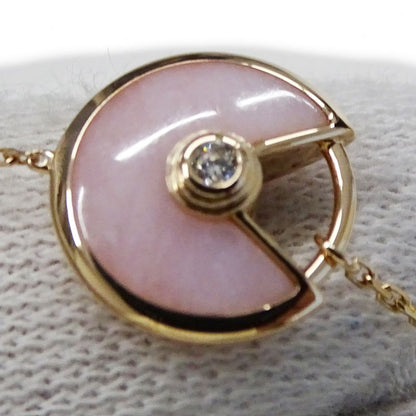 Cartier Bracelet Pink Pearl Diamond Amulet Gold