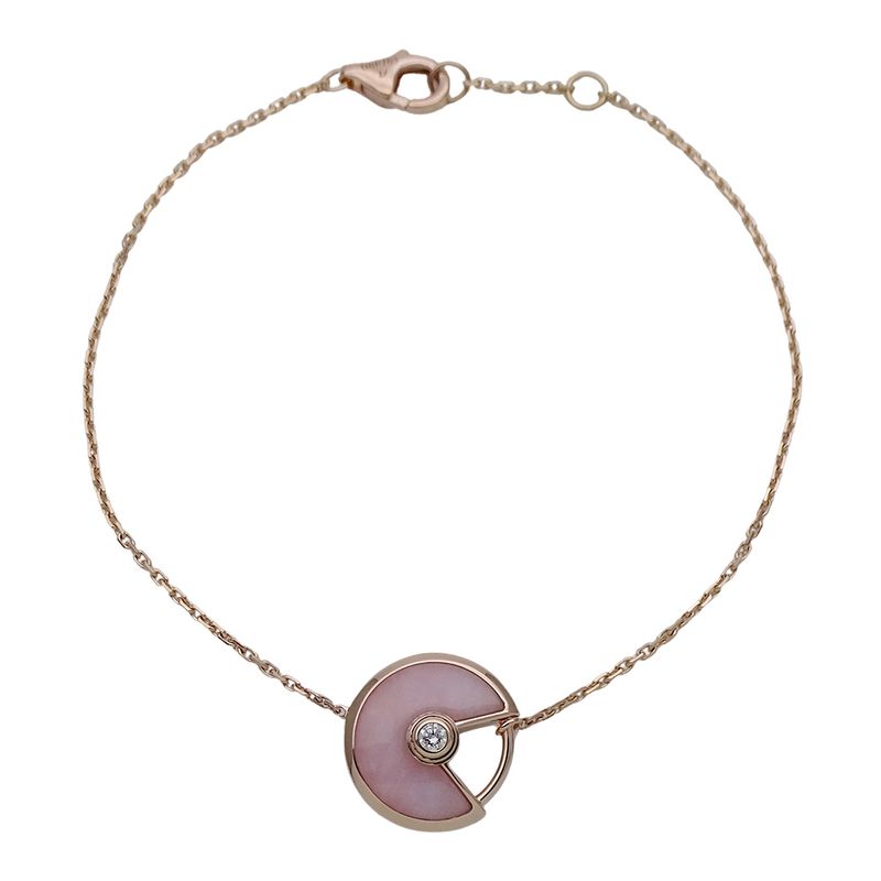 Cartier Bracelet Pink Pearl Diamond Amulet Gold