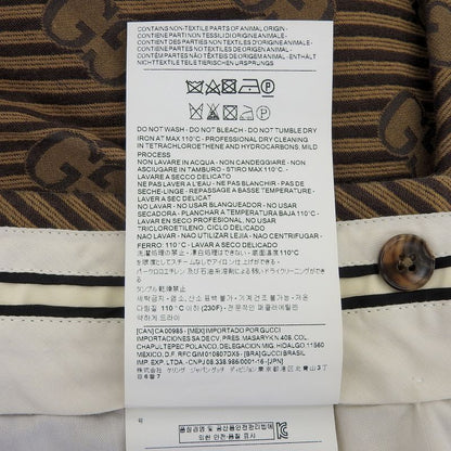Gucci Cotton Silk Blend GG Logo Regimental Pattern Pants Brown 44 Made