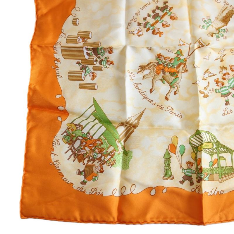 Hermes Carre 45 Gavroche Scarf les Triples Mischievous Triplets Silk