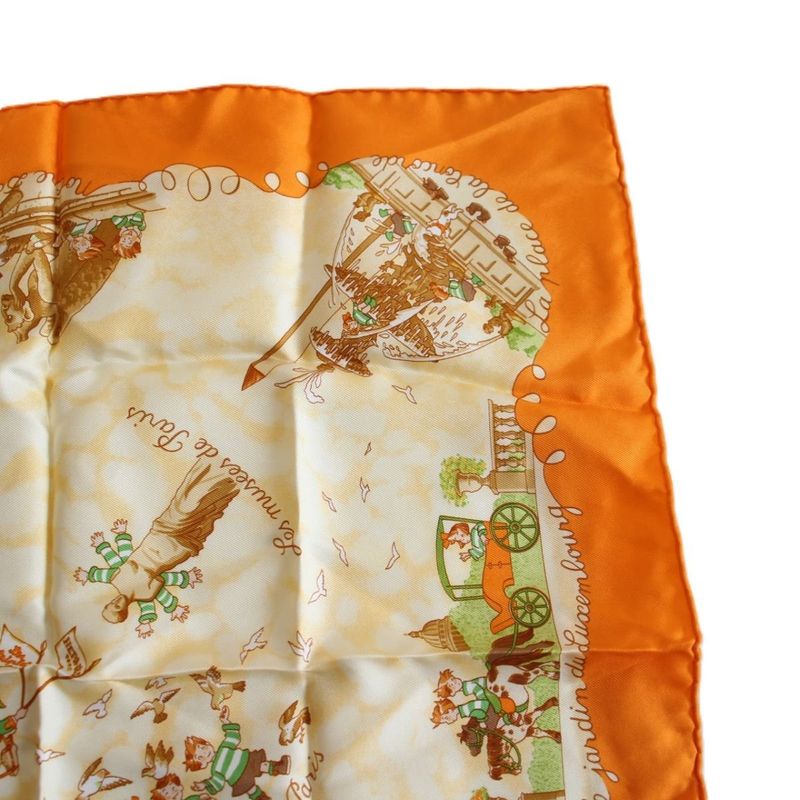 Hermes Carre 45 Gavroche Scarf les Triples Mischievous Triplets Silk