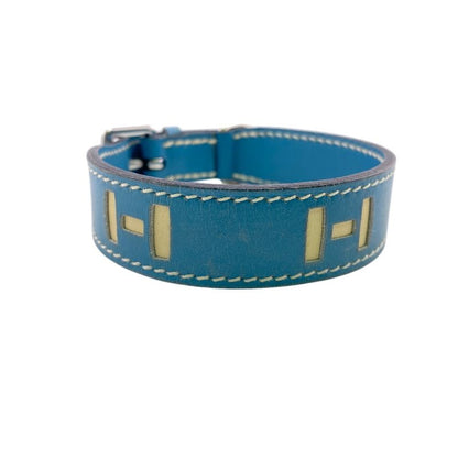Hermes Logo Blue Leather