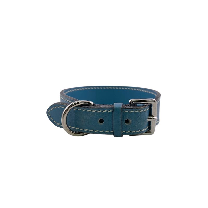 Hermes Logo Blue Leather