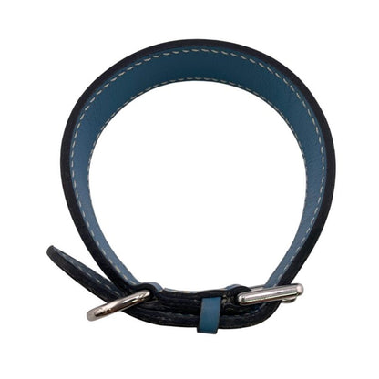 Hermes Logo Blue Leather