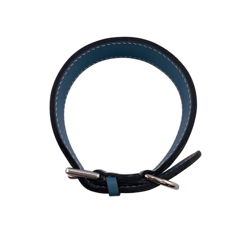 Hermes Logo Blue Leather