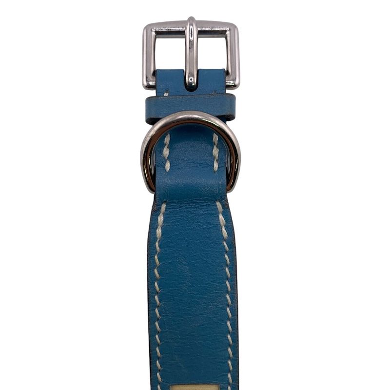 Hermes Logo Blue Leather