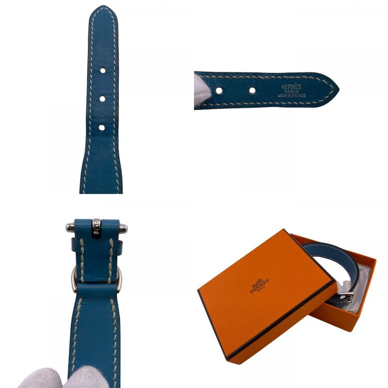 Hermes Logo Blue Leather