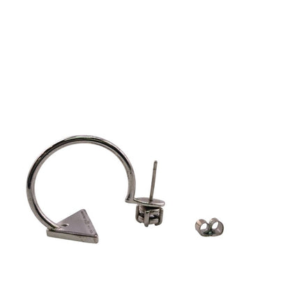 Prada Triangle Logo Symbol Earrings White