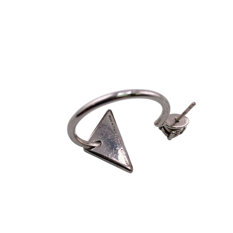 Prada Triangle Logo Symbol Earrings White