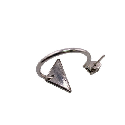 Prada Triangle Logo Symbol Earrings White