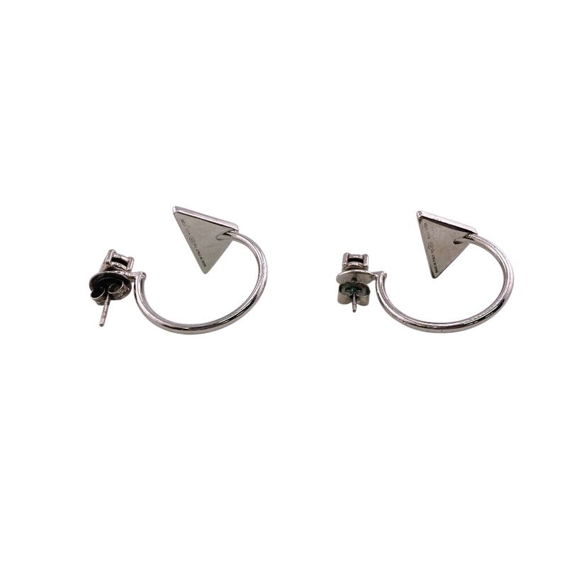 Prada Triangle Logo Symbol Earrings White