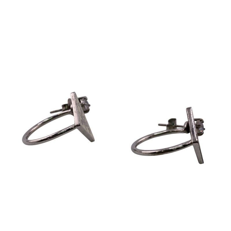 Prada Triangle Logo Symbol Earrings White