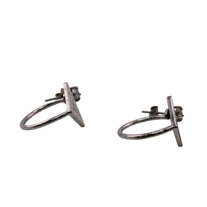 Prada Triangle Logo Symbol Earrings White