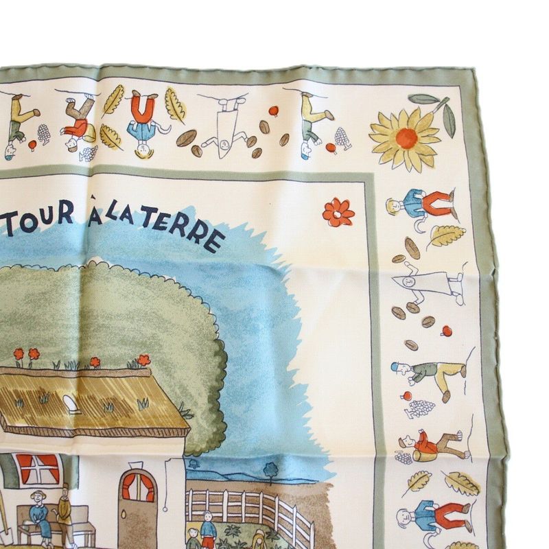 Hermes Carre 45 Scarf Gavroche Return to Green Silk