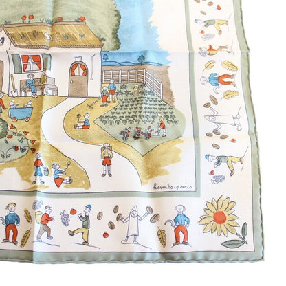 Hermes Carre 45 Scarf Gavroche Return to Green Silk