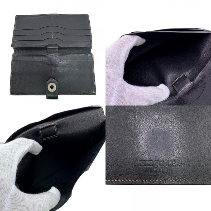 Hermes Bifold Billfold Demitri Long Wallet Black